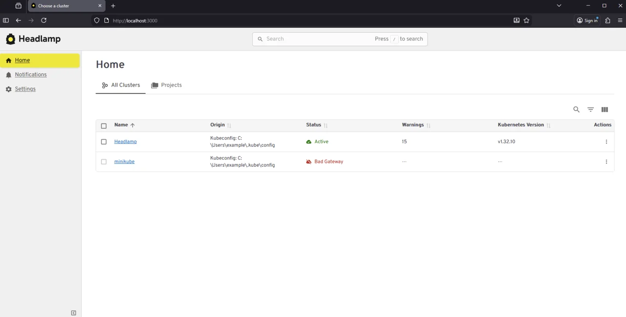 Running Headlamp as an in-cluster browser-based application