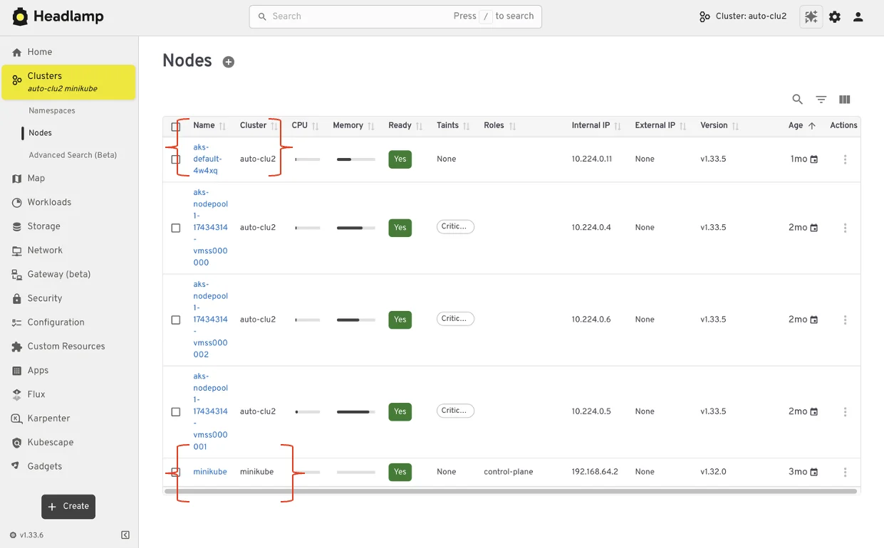 Expanding from single cluster to multi-cluster workflows using Headlamp